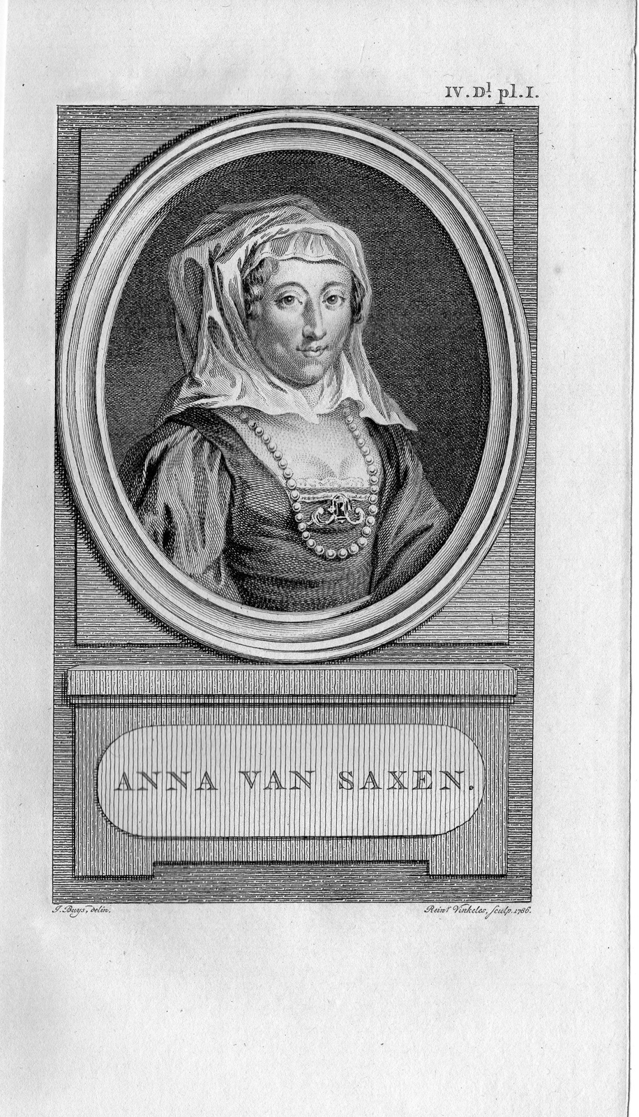 , Antique Print-ANNA VAN SAKSEN-WILLIAM OF ORANGE-Buys-Vinkeles-1786, Pictura Antique Prints
