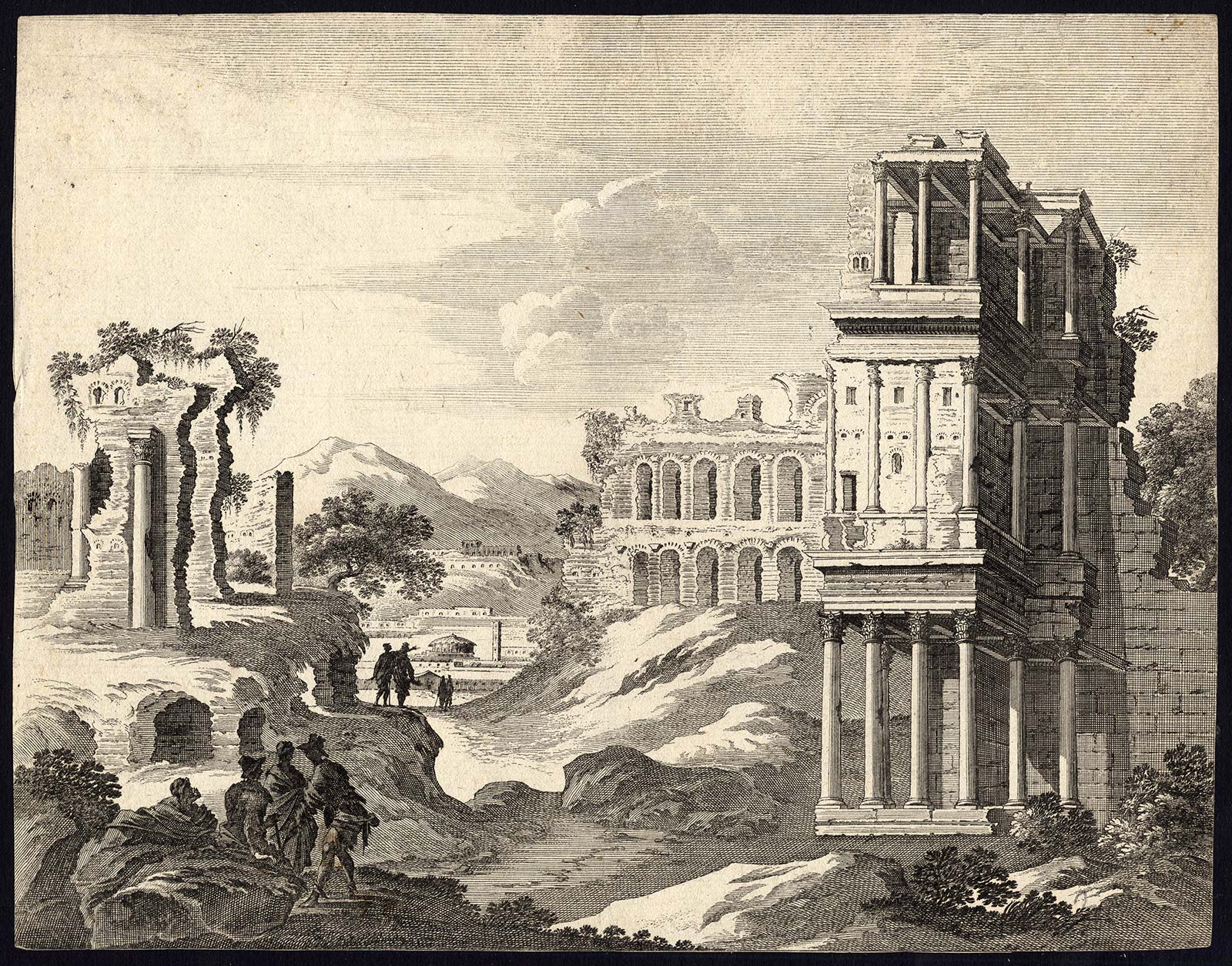 , Antique Master Print-ROME-RUINS SEPTIMUS SEVERUS-Perelle-1680, Pictura Antique Prints