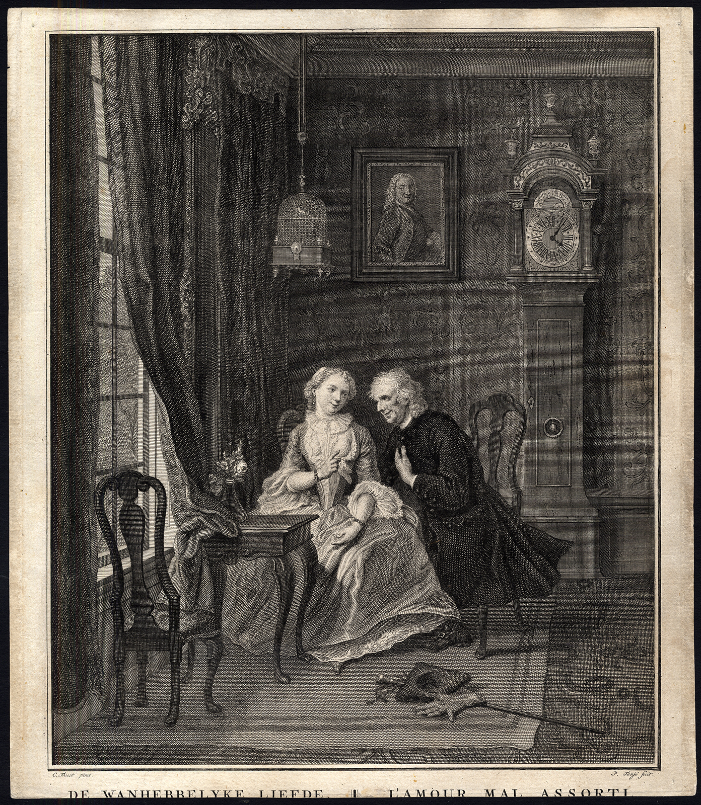 Ab2830 416x478 Antique Master Print-SATIRE-UNDESIRED LOVE-AGE DIFFERENCE-Tanjé-Troost-1700