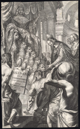 Antique Master Print-FRONTISPIECE-QUEEN OF SHEBA-SOLOMON-Huret-1635