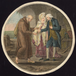 Antique Master Print-GENTLEMAN-INDULGENCE-MONK-PRIEST-Anonymous-ca. 1800