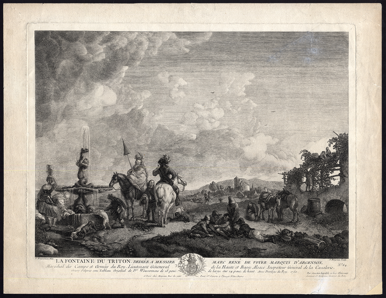 Ab8312 416x321 Antique Master Print-FOUNTAIN-LANDSCAPE-TRITON-NOBLE-Moyreau-Wouwermans-1750