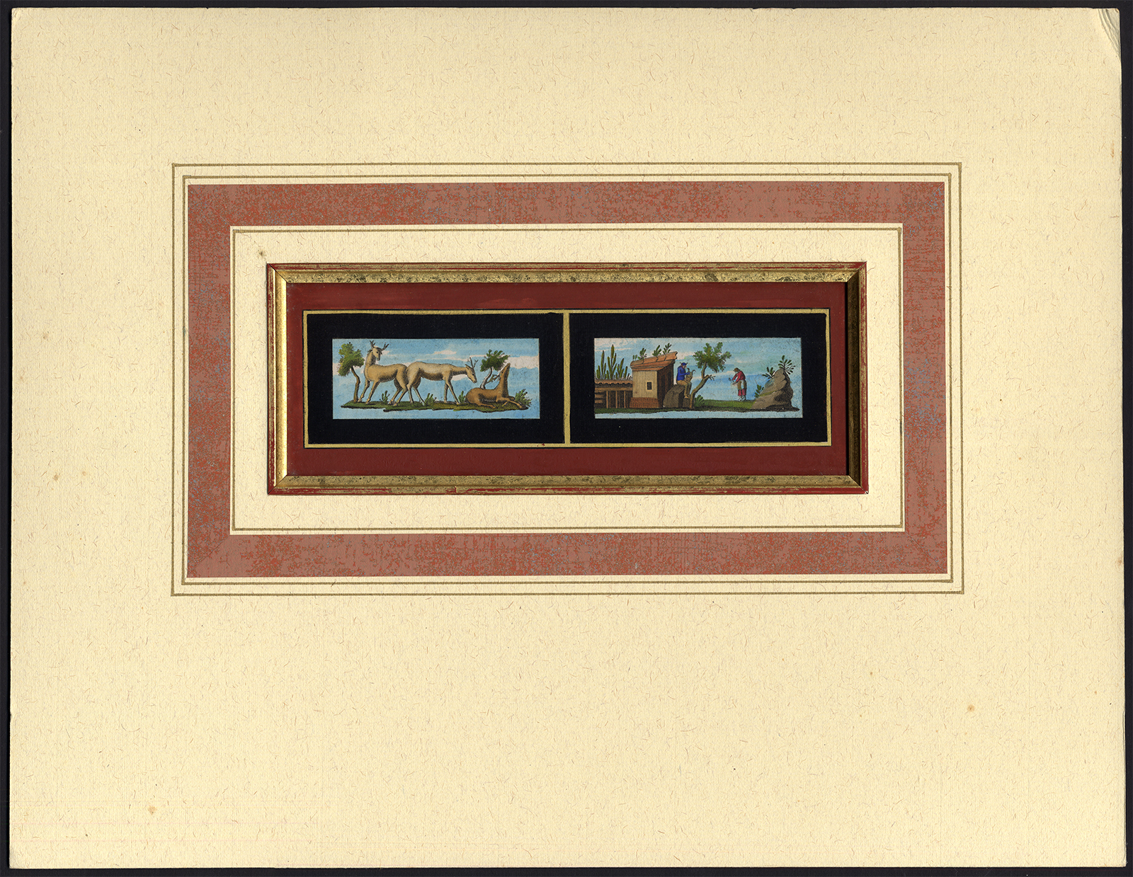 Dptpc032 416x322 Antique Print-DEER-WOODS-PEOPLE-LYRE-BUILDING-Anonymous-1750