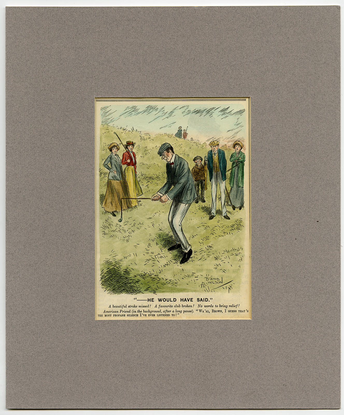 , Antique Print-GOLF-SWING-MISS-BREAK-CLUB-ANGER-PUNCH-WILSON-David Wilson-1920, Pictura Antique Prints