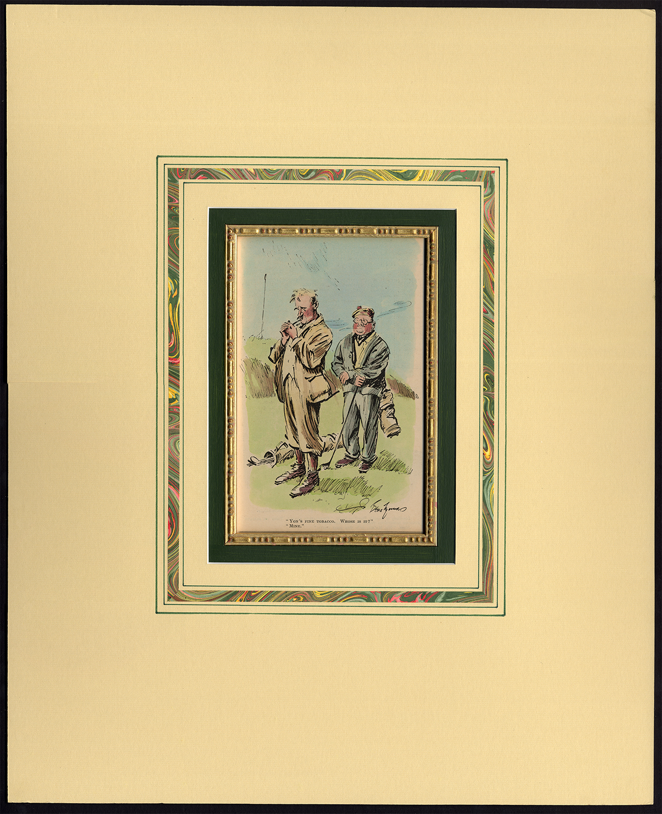 , Antique Print-GOLF-BREAK-SMOKE-CIGARETTE-LINKS-PUNCH-Thomas-1920, Pictura Antique Prints