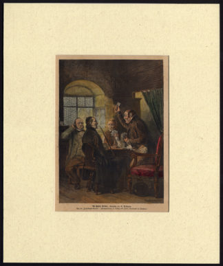 Antique Print-CARD GAME-CARD TABLE-SMOKE-PIPE-Beckmann-1880