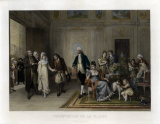 Antique Print-MARRIAGE-PRESENTATION-BRIDE-FAMILY-De Boucherville-Ballin-1881