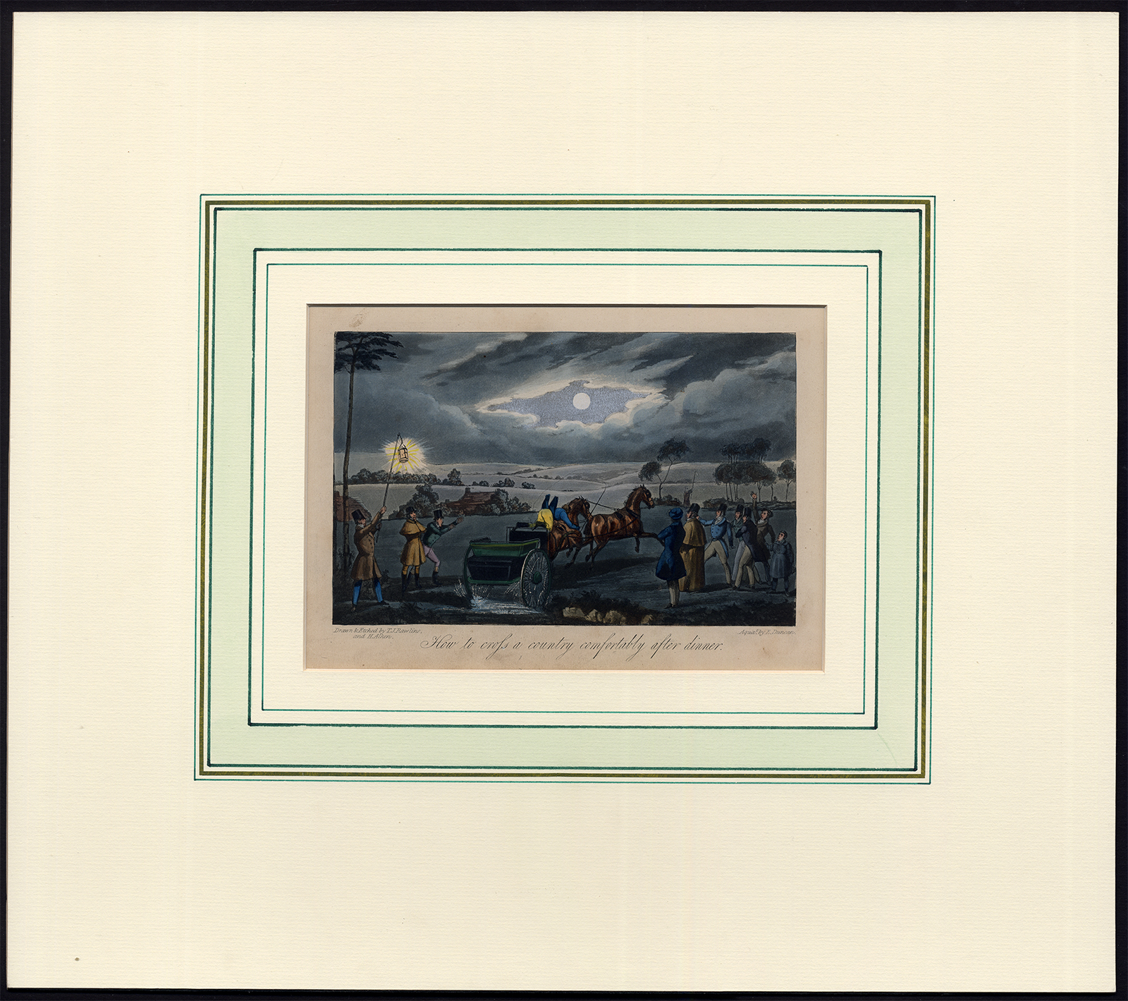 , Antique Print-NIGHT SCENE-COACH-HORSE-ONLOOKER-RAWLINS-HENRY ALKEN-Rawlins and Alken-Duncan-1877, Pictura Antique Prints