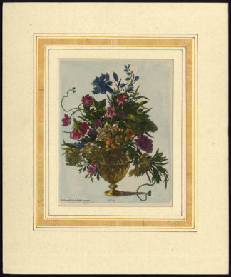 Antique Print-VASE-BOUQUET-CORNFLOWER-DIANTHUS-ROSE-PL. 35-Schenck-1690