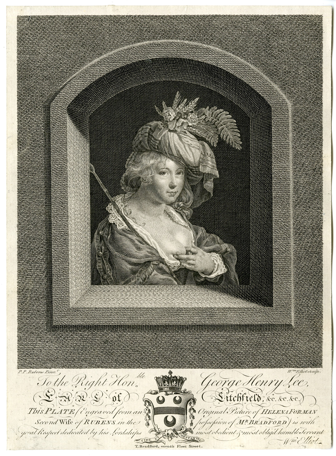 , Portrait Antique Print-HELENA FOURMENT-RUBENS-WIFE-PORTRAIT-Rubens-Elliott-1763, Pictura Antique Prints