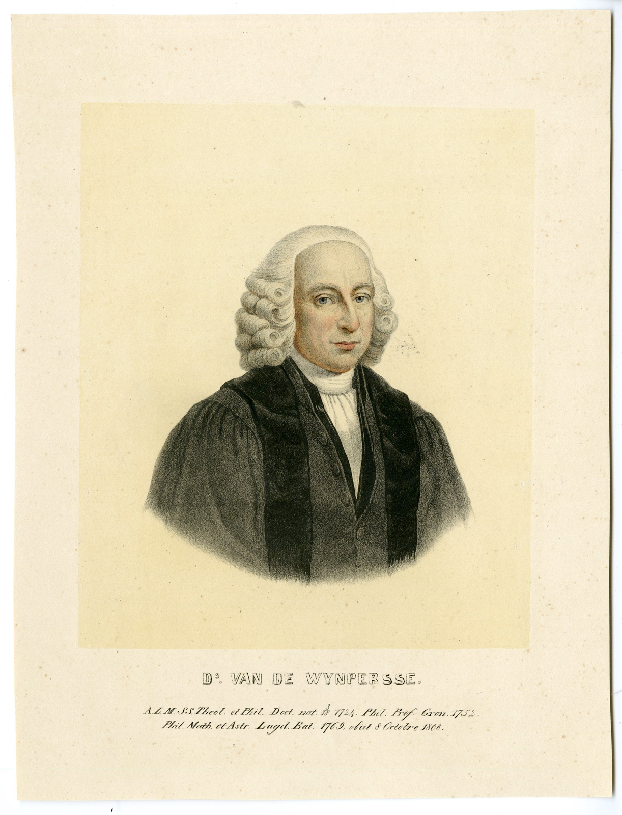 , Antique Print-DIONYSIUS VAN DE WIJNPERSSE-DUTCH THEOLOGIAN-Springer-c. 1840, Pictura Antique Prints