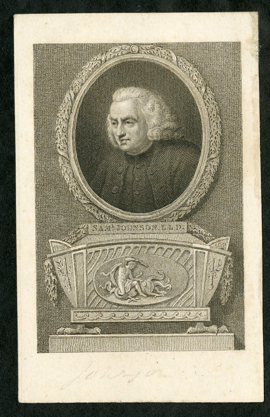 , Portrait Antique Print-SAMUEL JOHNSON-ENGLISH LEXICOGRAPHER-Opie-c 1800, Pictura Antique Prints