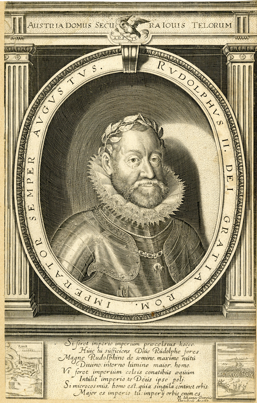 , Antique Print-RUDOLF II-HOLY ROMAN EMPEROR-GOLDEN FLEECE-van der Heyden-c. 1620, Pictura Antique Prints