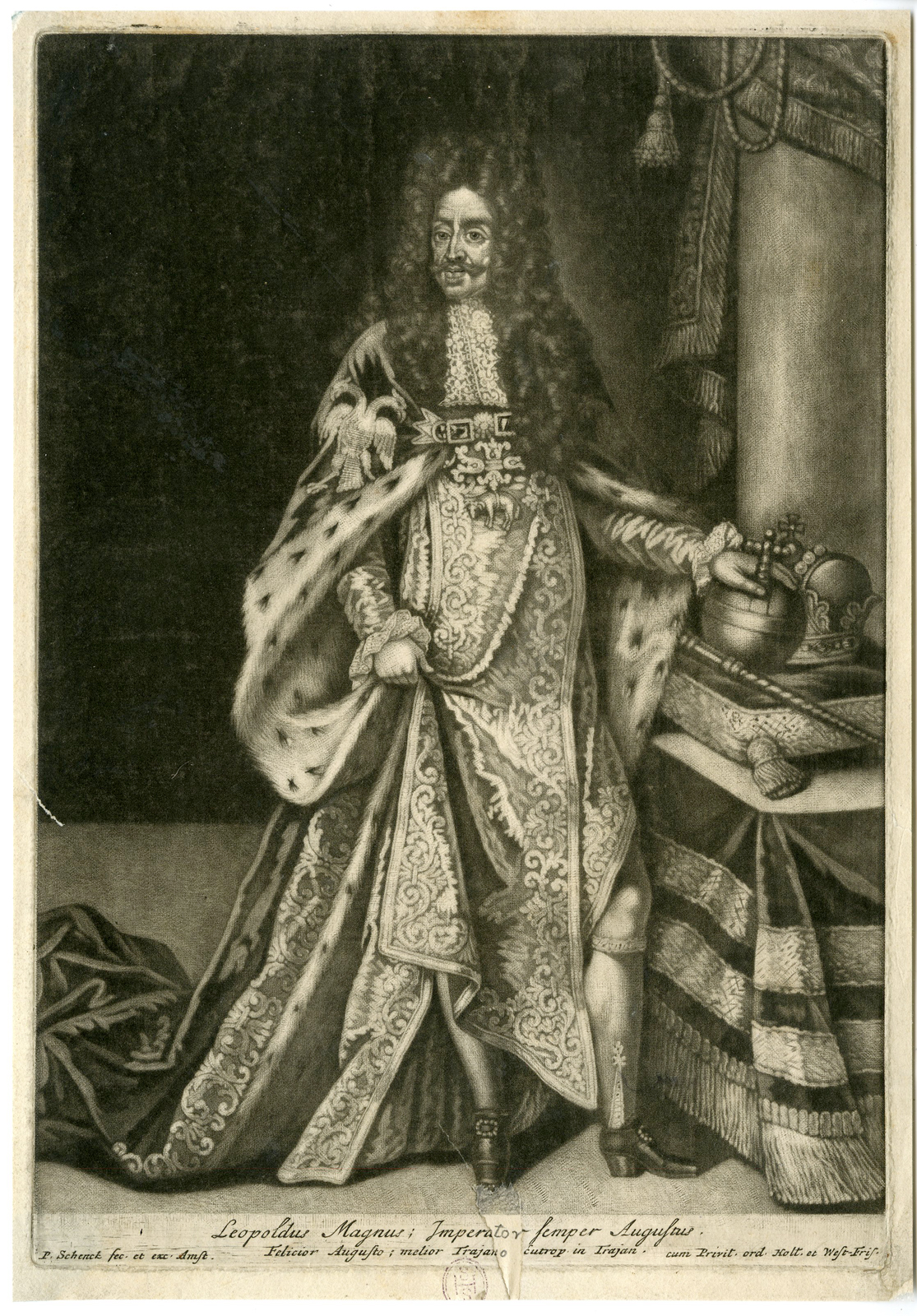 , Portrait Antique Print-LEOPOLD I-HOLY ROMAN EMPEROR-GOLDEN FLEECE-Schenk-c. 1700, Pictura Antique Prints