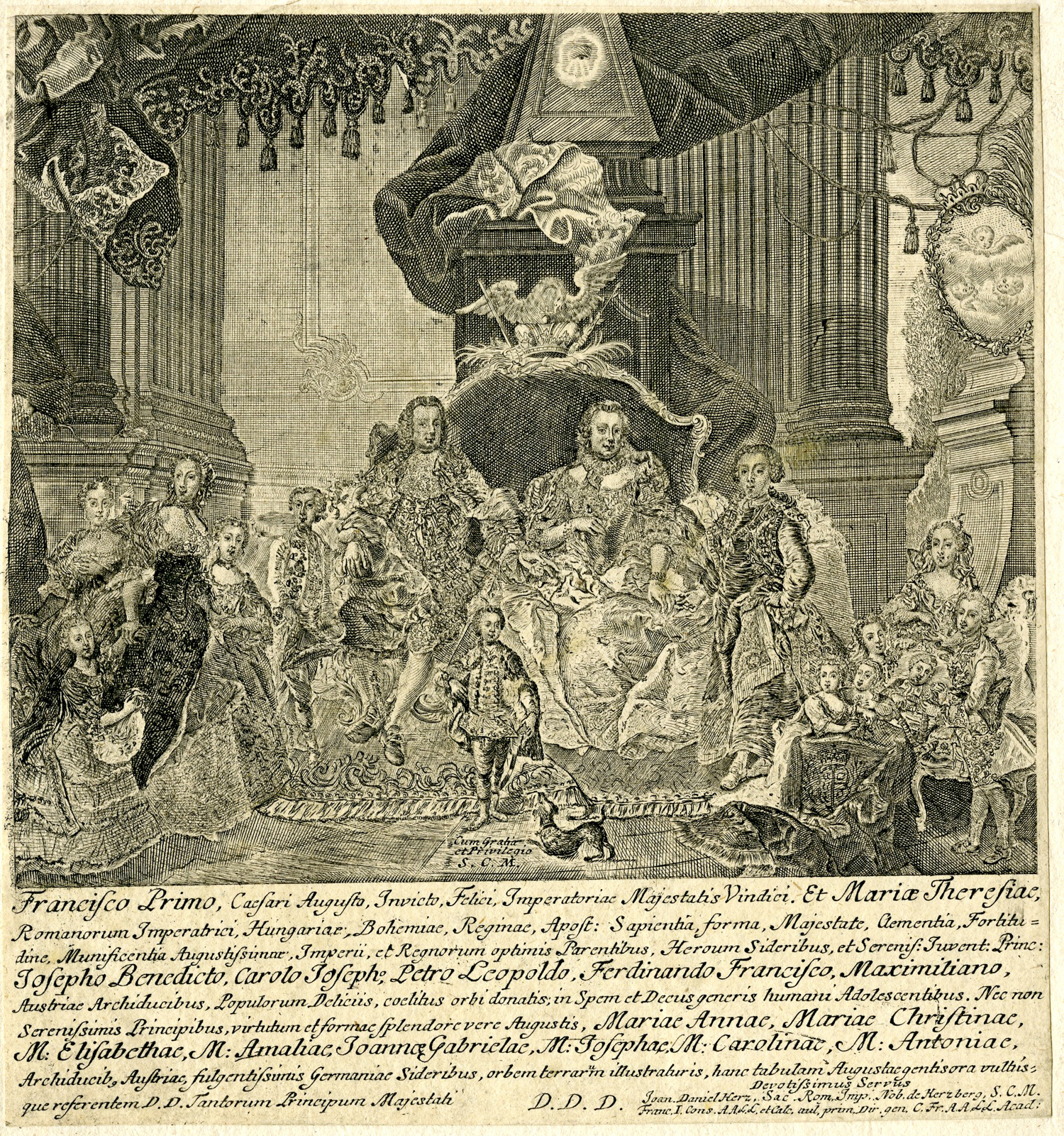 , Antique Print-FRANCIS I-MARIA THERESA-HOLY ROMAN EMPEROR-Herz-c. 1750, Pictura Antique Prints