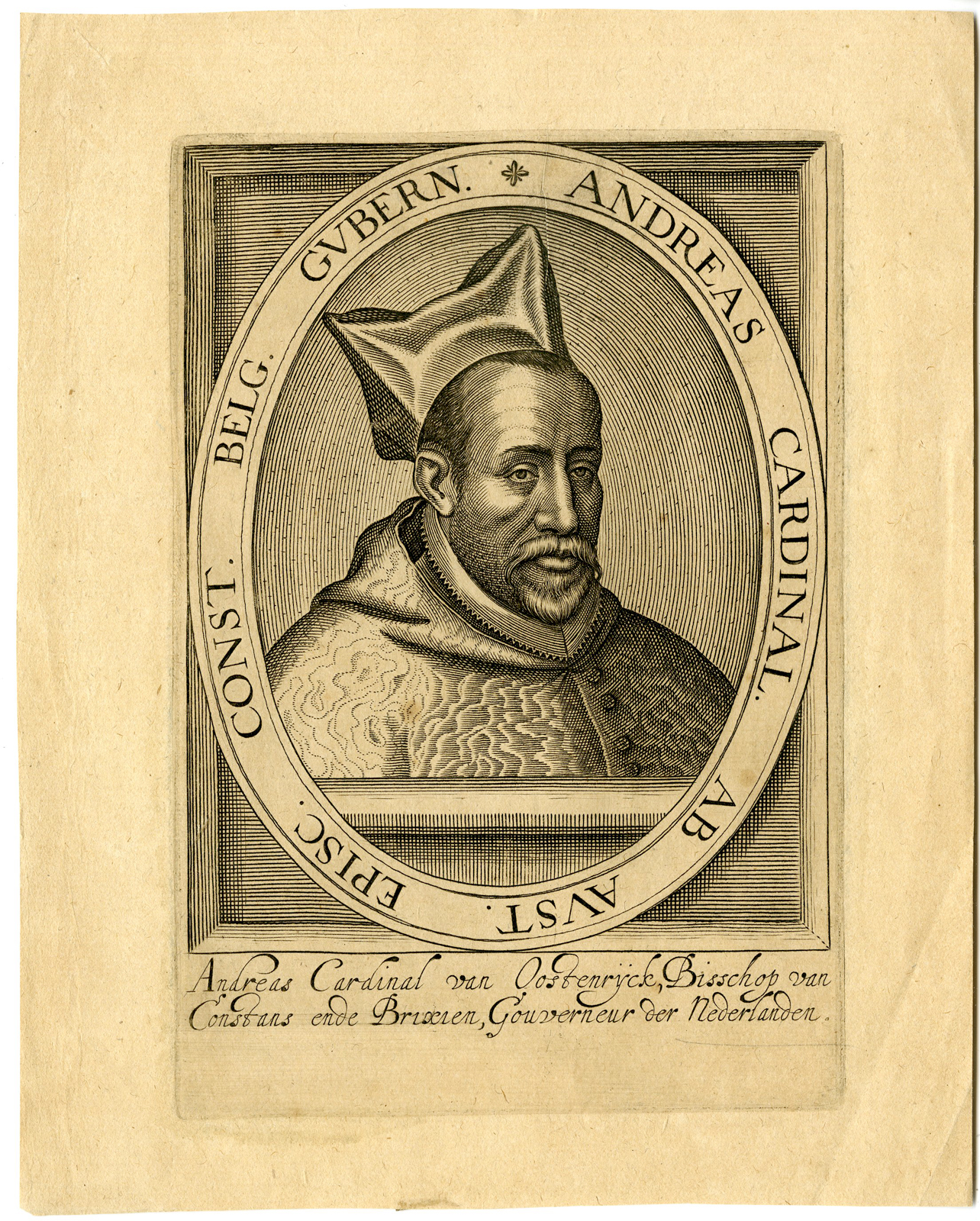 , Portrait Antique Print-ANDREW OF AUSTRIA-CARDINAL-BISHOP-Anonymous-c. 1620, Pictura Antique Prints