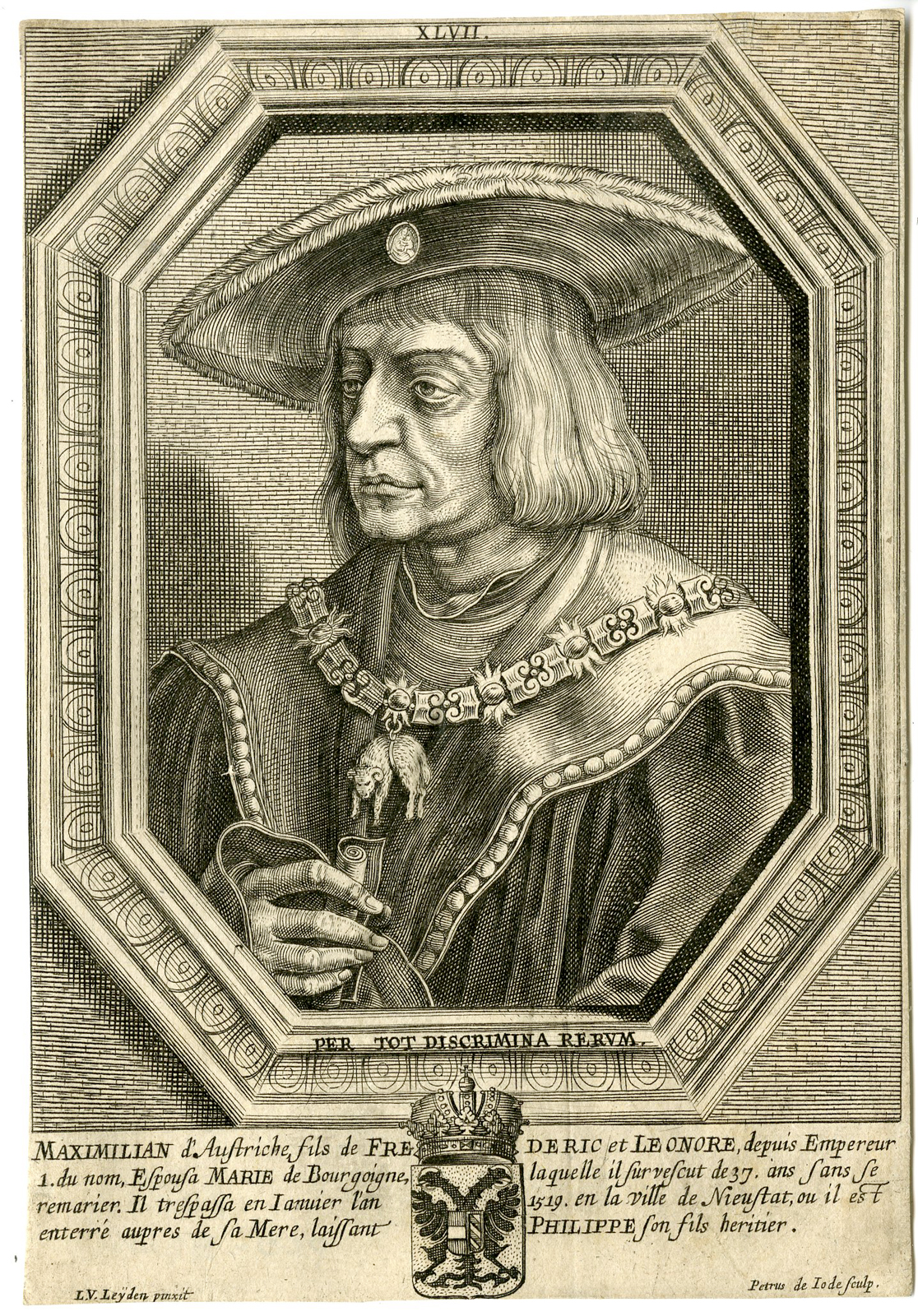 , Antique Print-MAXIMILIAN I-AUSTRIA-HOLY ROMAN EMPEROR-van Leyden-de Jode-c. 1620, Pictura Antique Prints