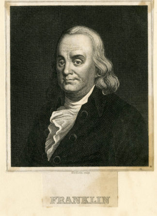 Portrait Antique Print-BENJAMIN FRANKLIN-PORTRAIT-Nordheim-c. 1850