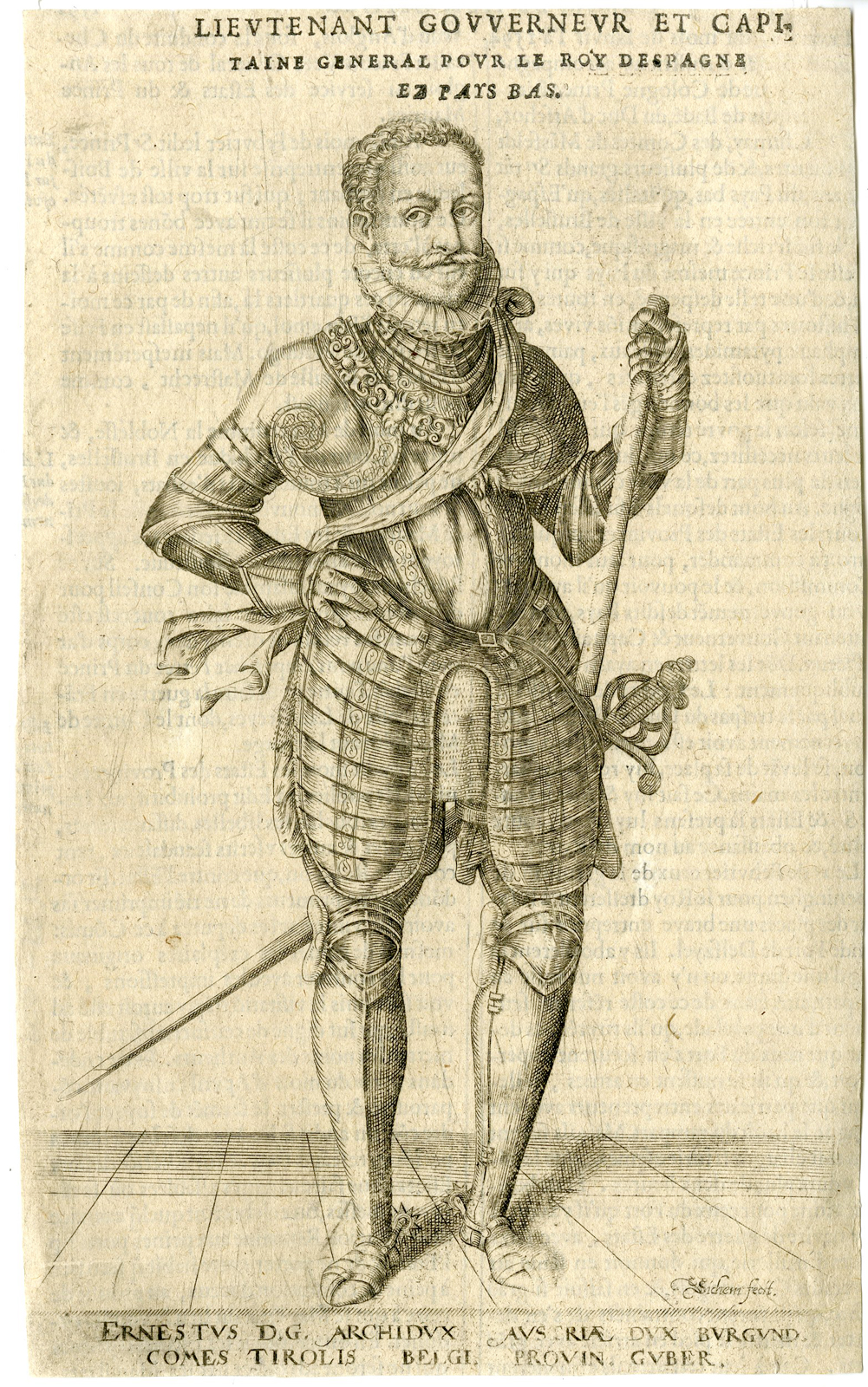 , Portrait Antique Print-ARCHDUKE ERNEST OF AUSTRIA-PORTRAIT-van Sichem-c. 1640, Pictura Antique Prints