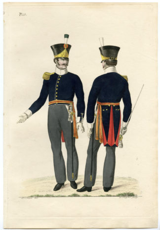 Antique Print-MILITARY-ARMY-UNIFORM-PL.13-FLANKERS-OFFICERS-Teupken-Sluyter-1823