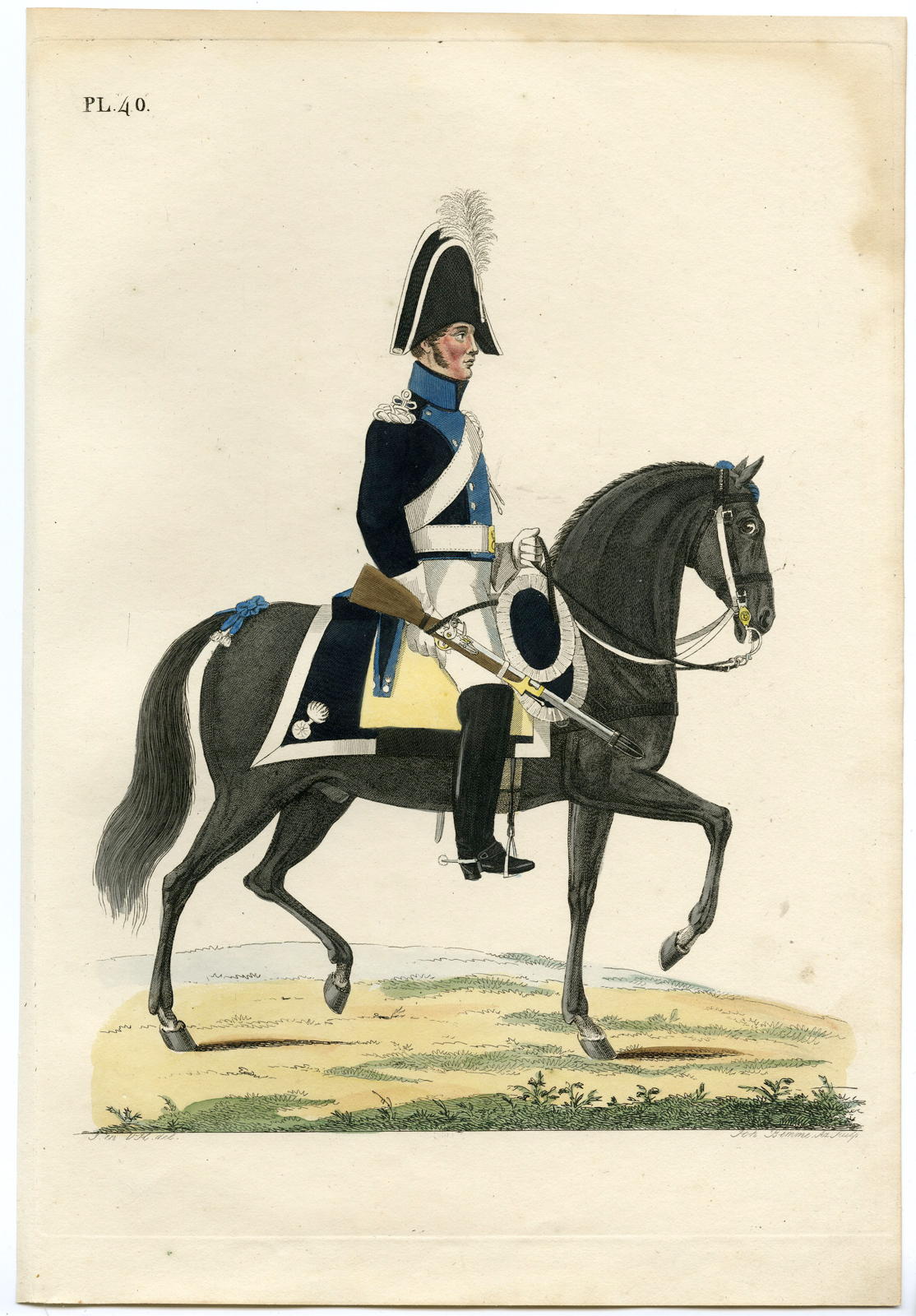 Pco 3338 416x597 Antique Print-MILITARY-UNIFORM-P.40-GENDARMERY-MARSHAL-HORSE-Teupken-Bemme-1823