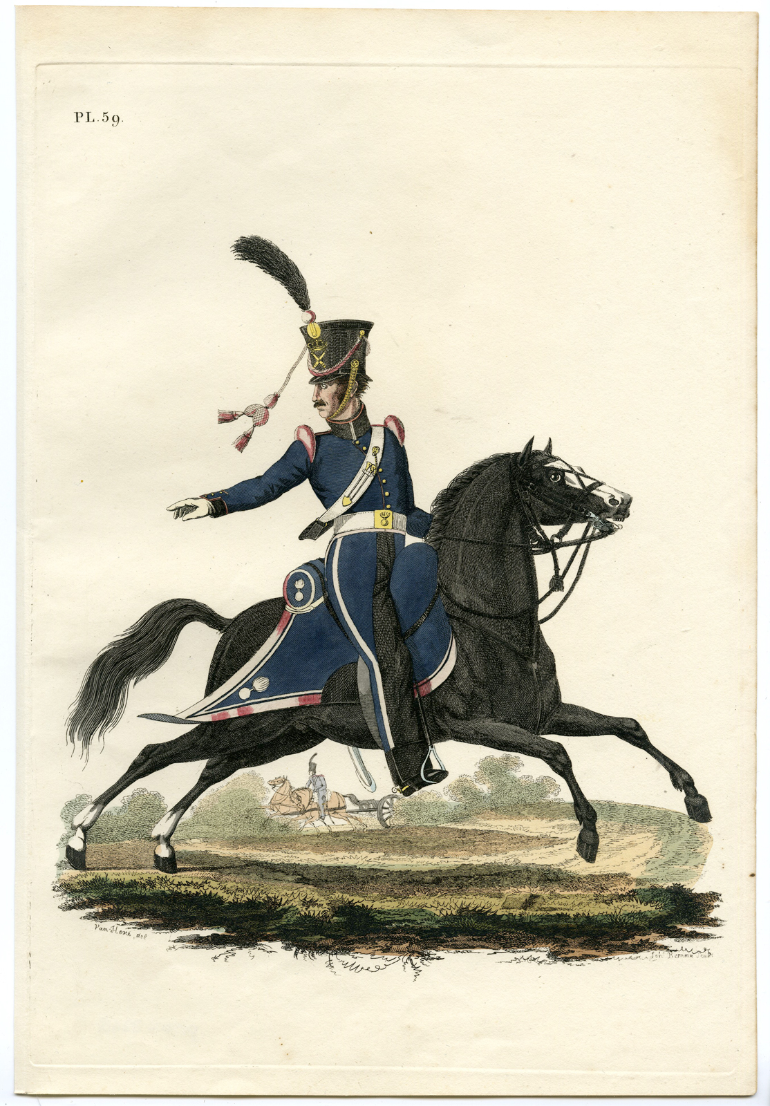 , Antique Print-MILITARY-ARMY-PL.59-ARTILLERY-HORSE-Teupken-Bemme-1823, Pictura Antique Prints