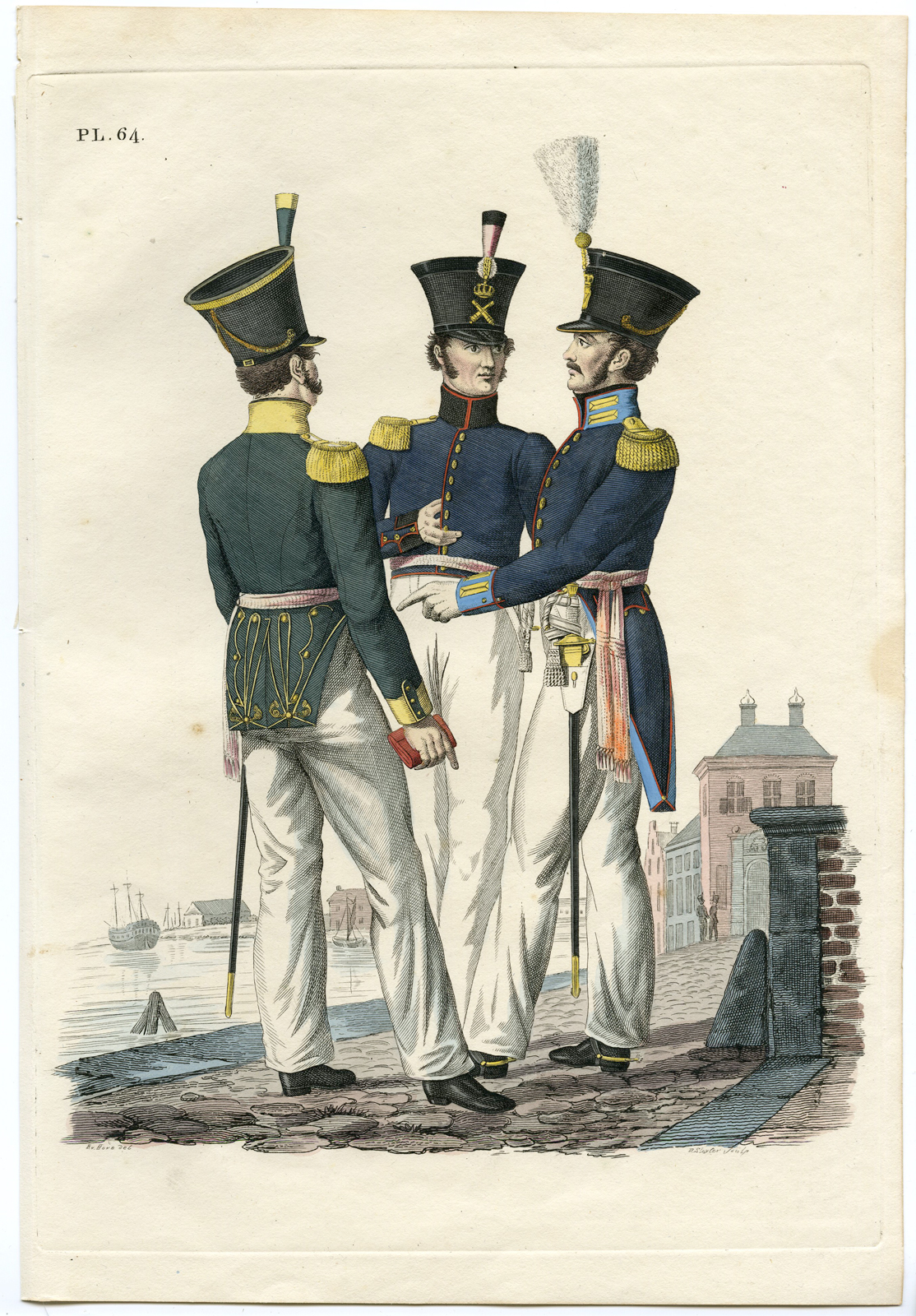 , Antique Print-MILITARY-ARMY-PL.64-COLONIAL NAVY-Teupken-Sluyter-1823, Pictura Antique Prints