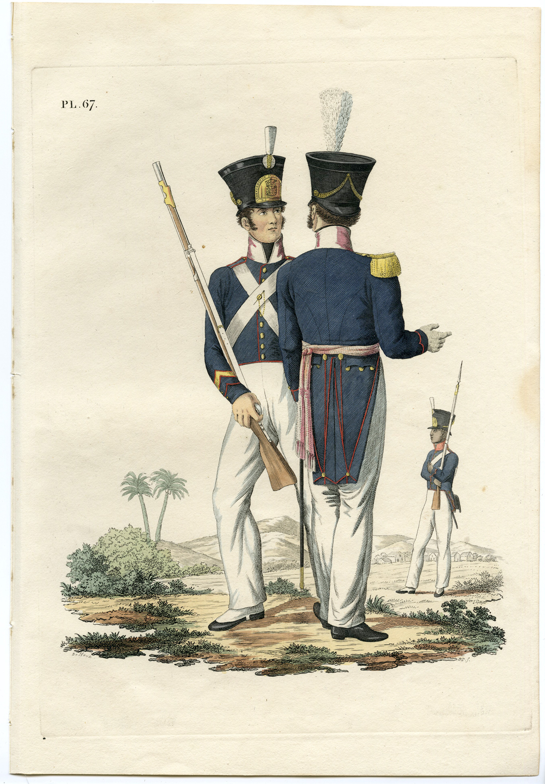 , Antique Print-MILITARY-PL.67-COLONIAL ARMY-CURACAO-Teupken-Sluyter-1823, Pictura Antique Prints
