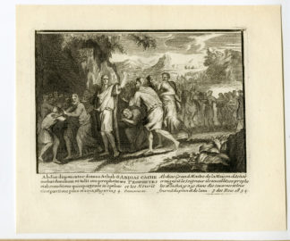 Antique Print-RELIGIOUS-ABDIAS FEEDS THE PROPHETS-Mourentore-1743