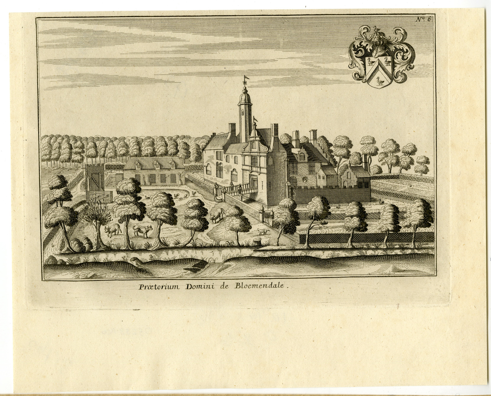 , Antique Print-BLOEMENDALE-BRUGES-BELGIUM-Sanderus-1735, Pictura Antique Prints