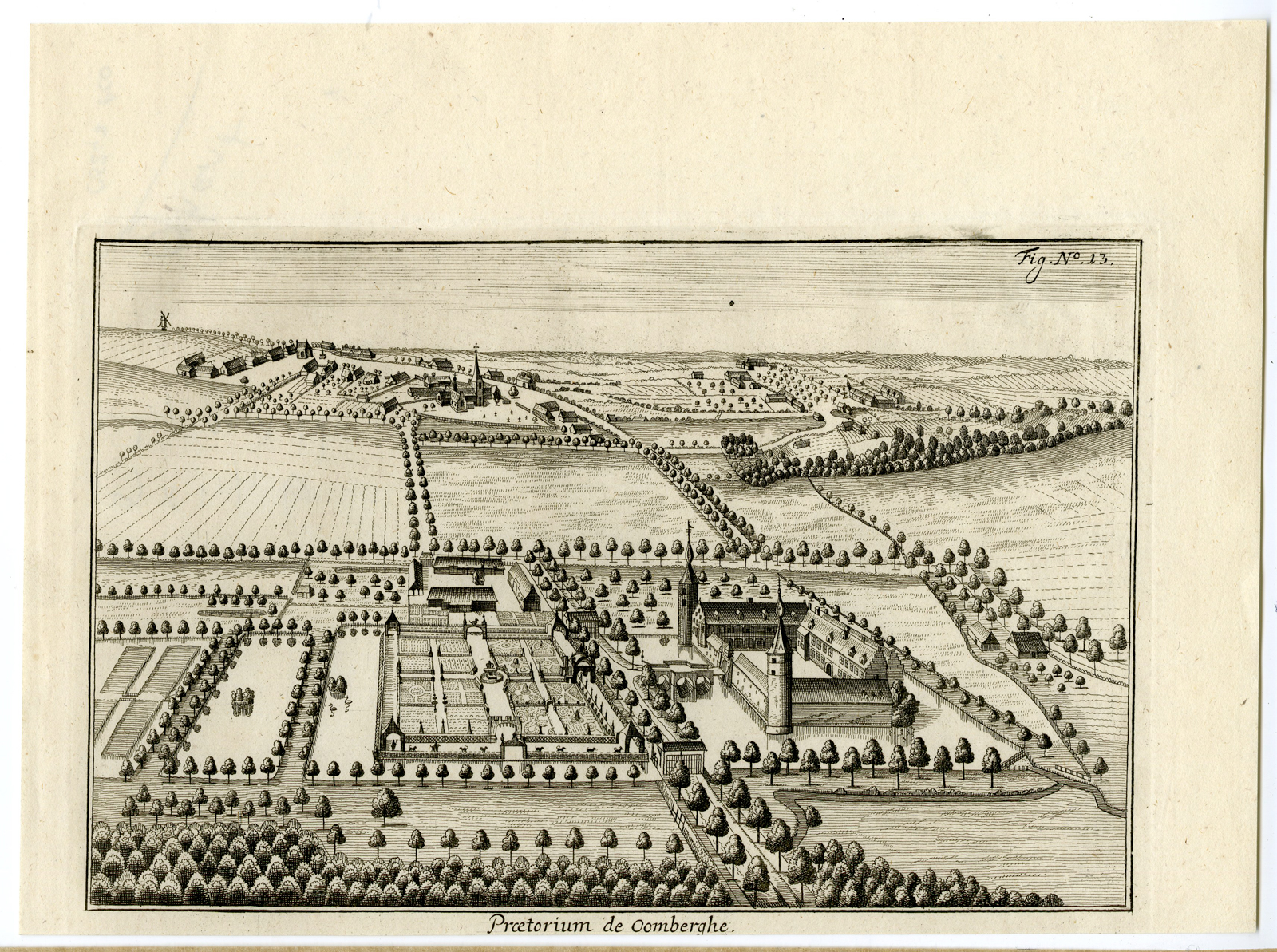 , Antique Print-CASTLE OOMBERGHE-GENT-GHENT-BELGIUM-Sanderus-1735, Pictura Antique Prints