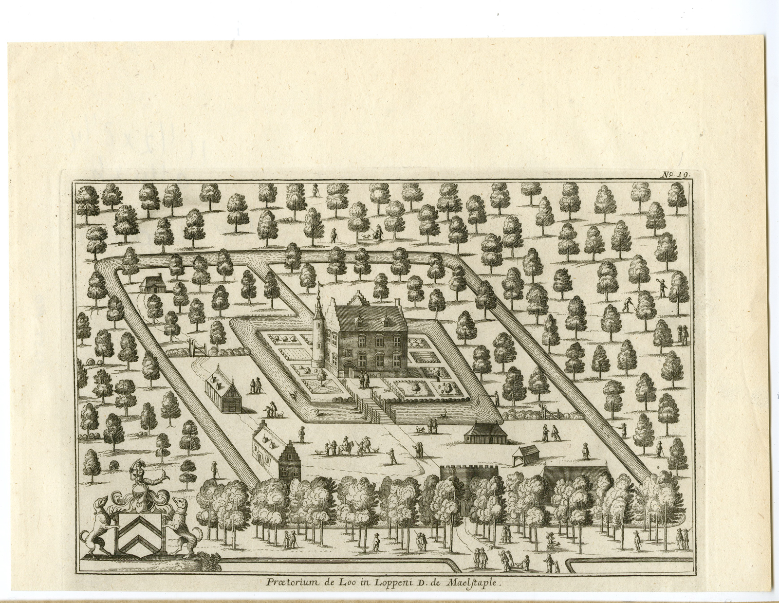 Iscra 0096 416x322 Antique Print-CASTLE LOPPEN-BELGIUM-Sanderus-1735