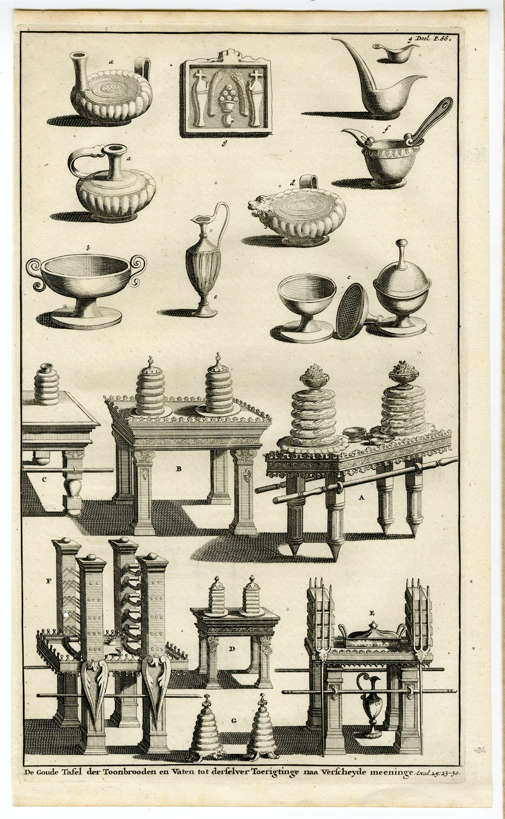 , Antique Print-RELIGIOUS ANTQUE PRINT-TABLE OF SHEW BREAD-Anonymous-1700, Pictura Antique Prints