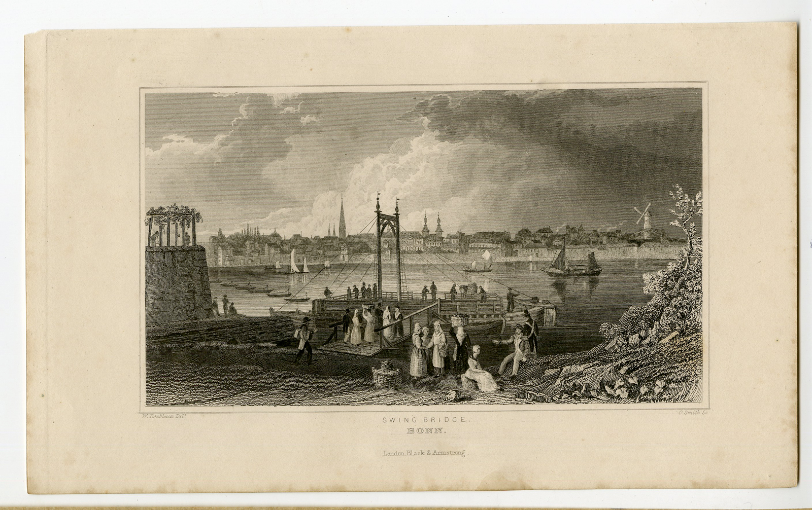 , Antique Print-SWING BRIDGE-BONN-GERMANY-Anonymous-1832, Pictura Antique Prints