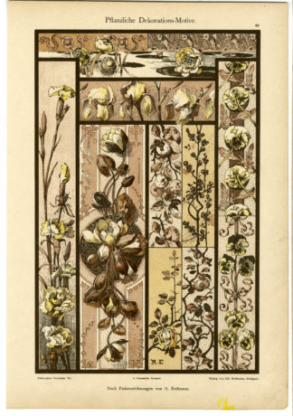 Antique Print- PANEL DECORATION-PLANT MOTIF-Anonymous-1895