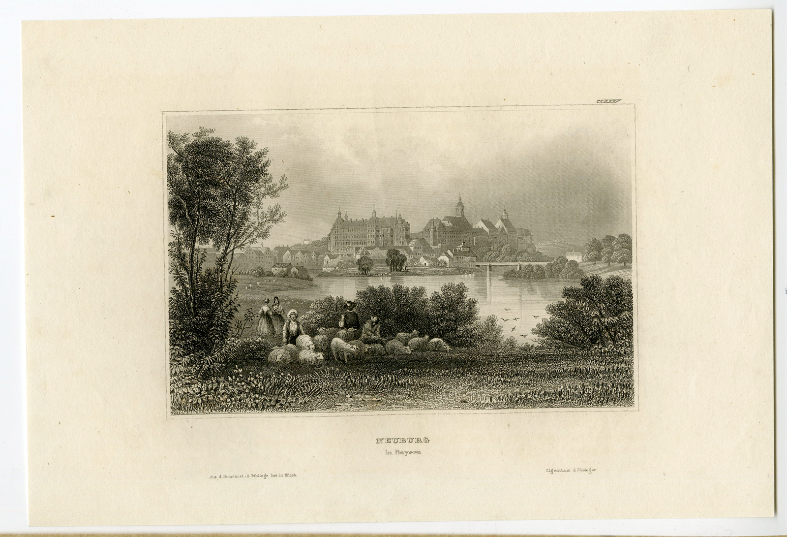 , Antique Print-VIEW-NEUBURG-BAVARIA-BAYERN-GERMANY-Anonymous-1834, Pictura Antique Prints