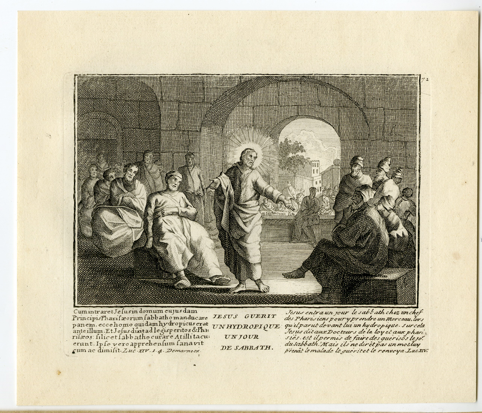 , Antique Print-RELIGIOUS-JESUS-SABBATH-Mourentore-1743, Pictura Antique Prints