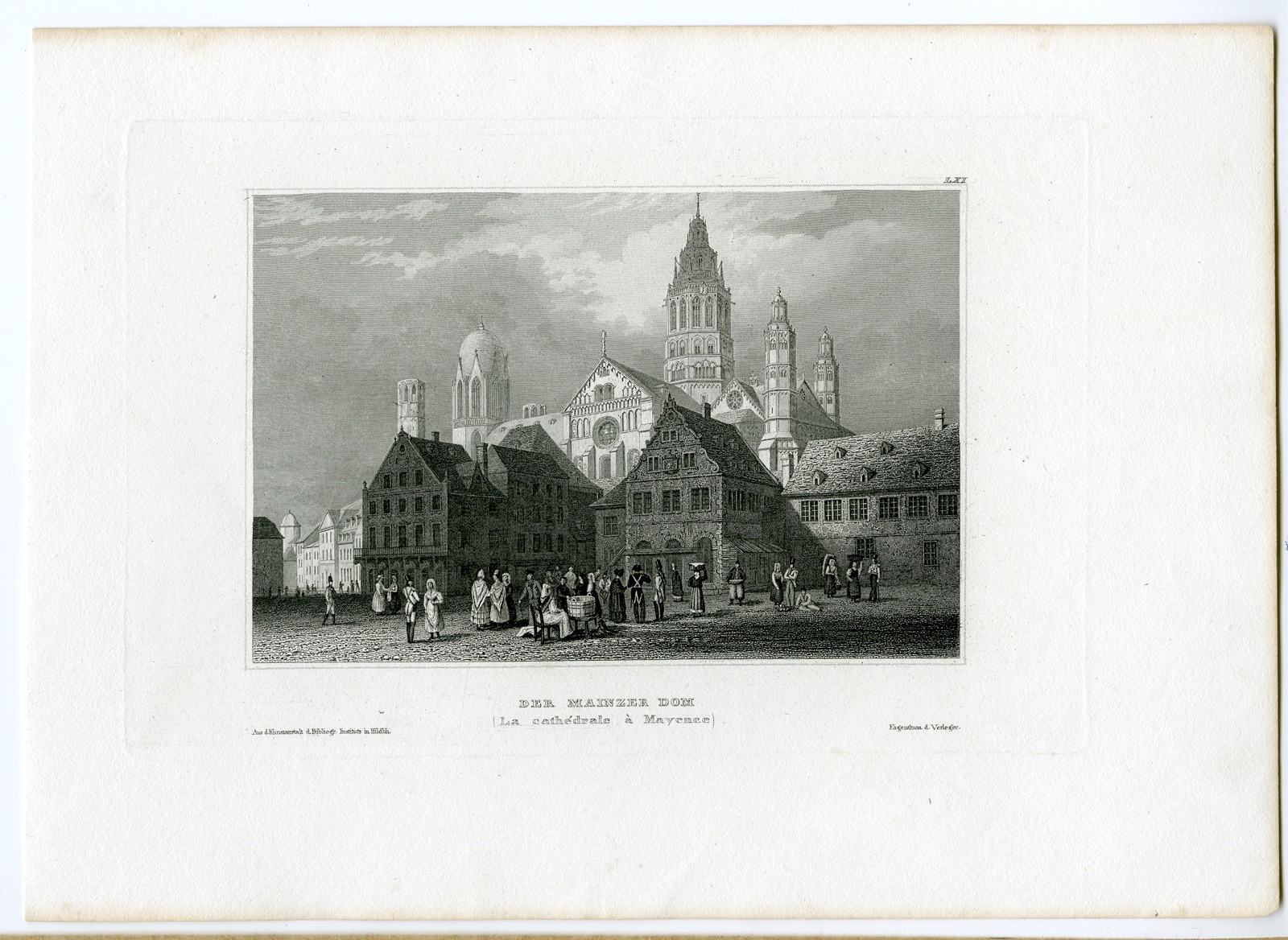 , Antique Print-CATHEDRAL-MAINZ-GERMANY-Anonymous-1834, Pictura Antique Prints