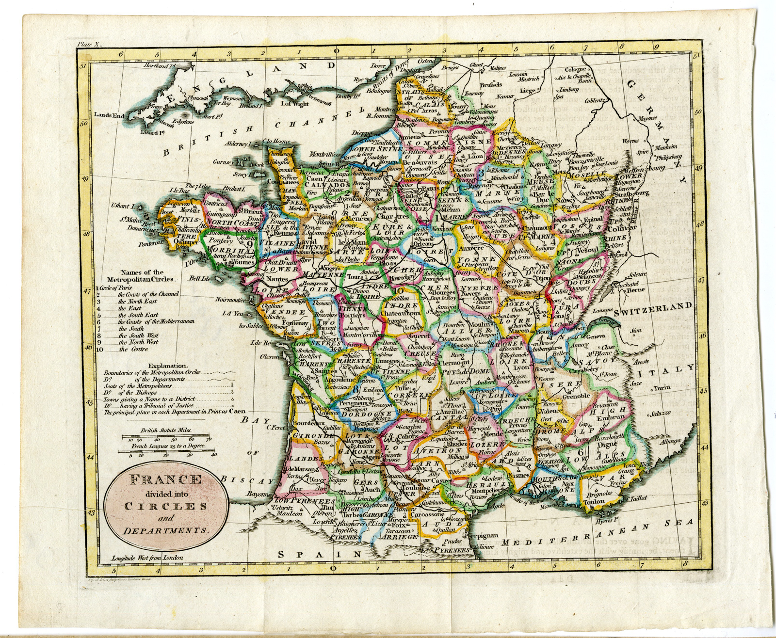 , Antique Print-ANTIQUE MAP-FRANCE-Guthrie-1795, Pictura Antique Prints