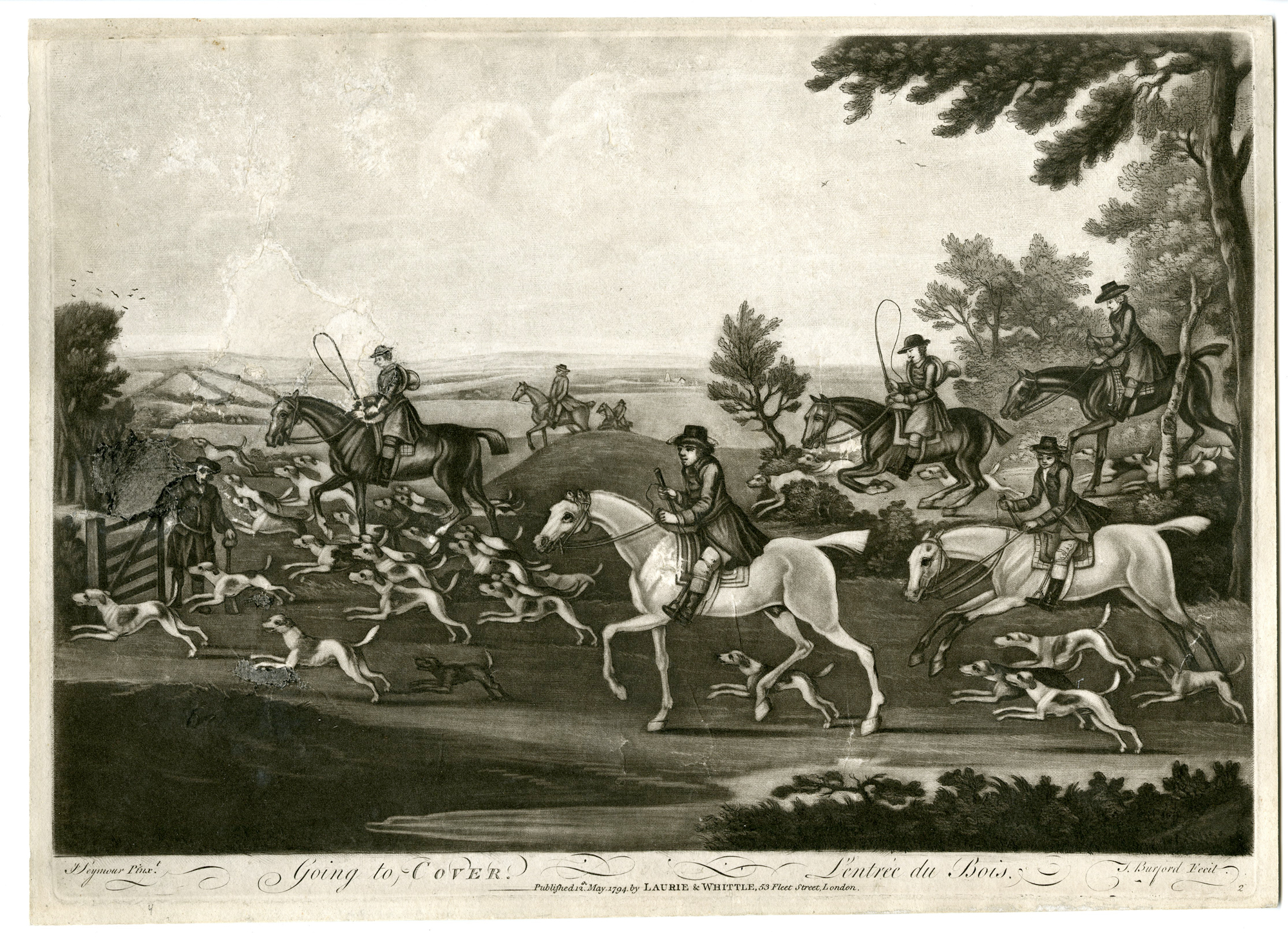 , Antique Print-GOING TO COVER-FOX HUNTING SCENE-PL.2-Seymour-Burford-1794, Pictura Antique Prints