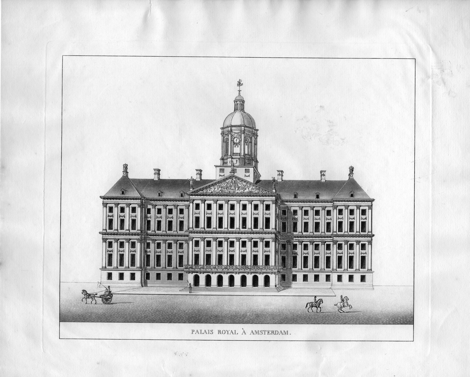 , 2 Antique Prints-ROYAL PALACE-AMSTERDAM-PLAN-ARCHITECTURE-Goetghebuer-Husly -1827, Pictura Antique Prints
