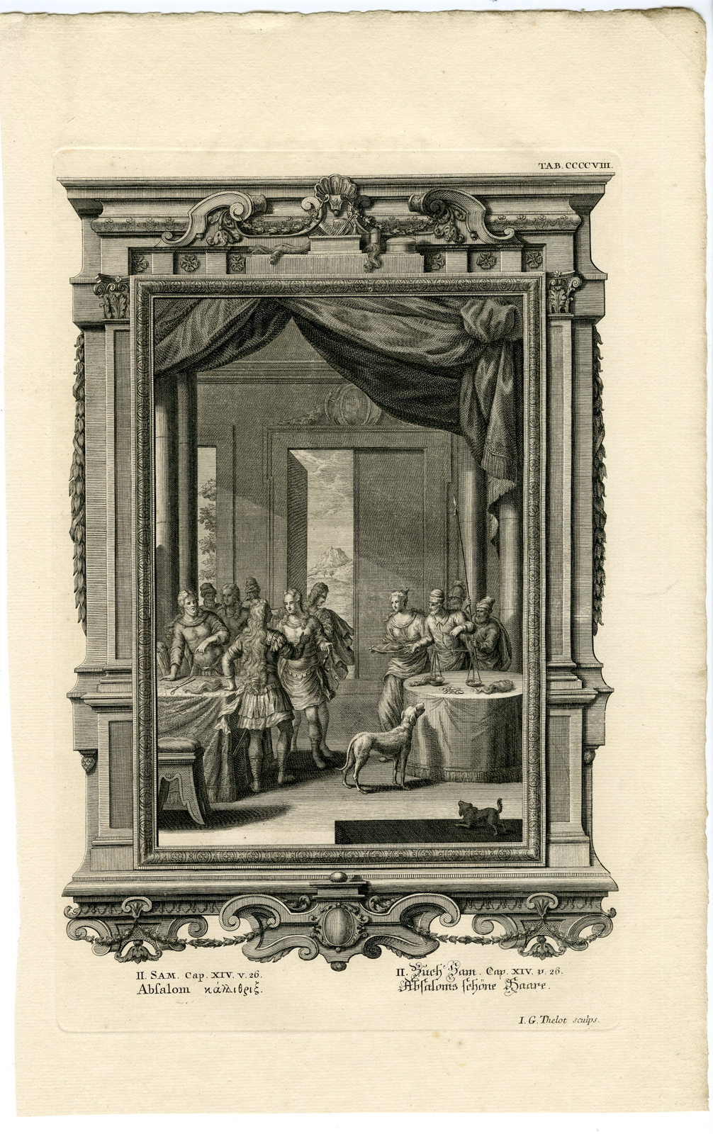 , Antique Print-ABSALOM-BEAUTIFUL HAIR-SCALE-TAB.CCCCVIII-Scheuchzer-c.1731, Pictura Antique Prints