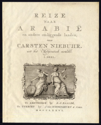 Antique Print-TITLE PAGE-ALLEGORY-EXPLORATION-GLOBE-Niebuhr-1774