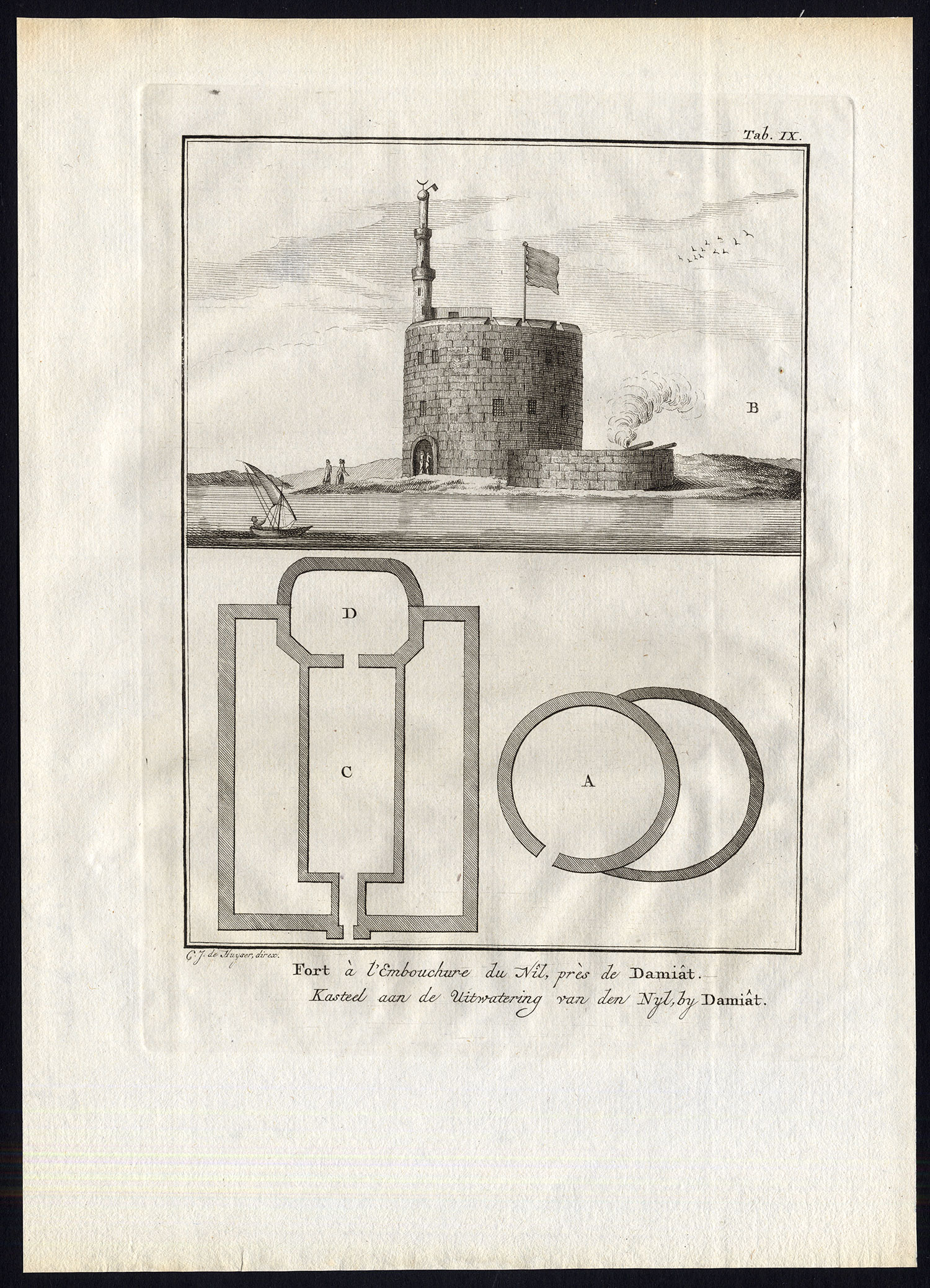 , Antique Print-DAMIAT-DAMIETTA-FORT-EGYPT-NILE DELTA-Niebuhr-De Huyser-1776, Pictura Antique Prints