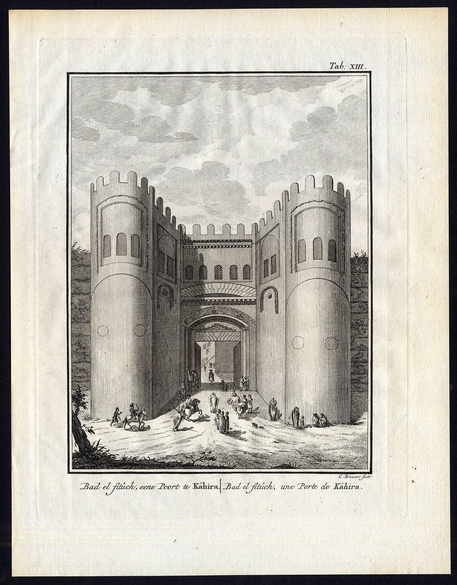 , Antique Map-KAHIRA-CAIRO-EGYPT-AFRICA-BAD EL FITUCH GATE-Niebuhr-Brouwer-1776, Pictura Antique Prints