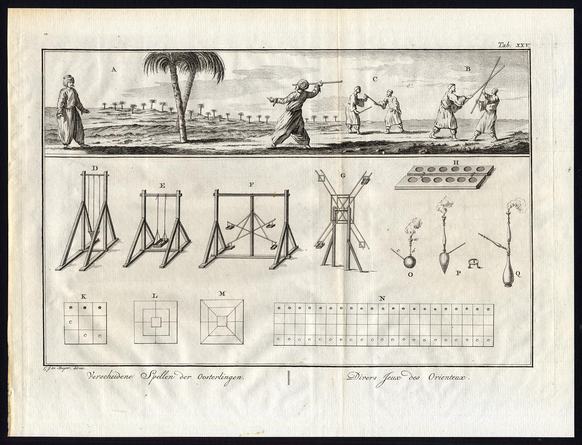 , Antique Print-EASTERN GAMES-ORIENTAL-Niebuhr-de Huyser-1776, Pictura Antique Prints