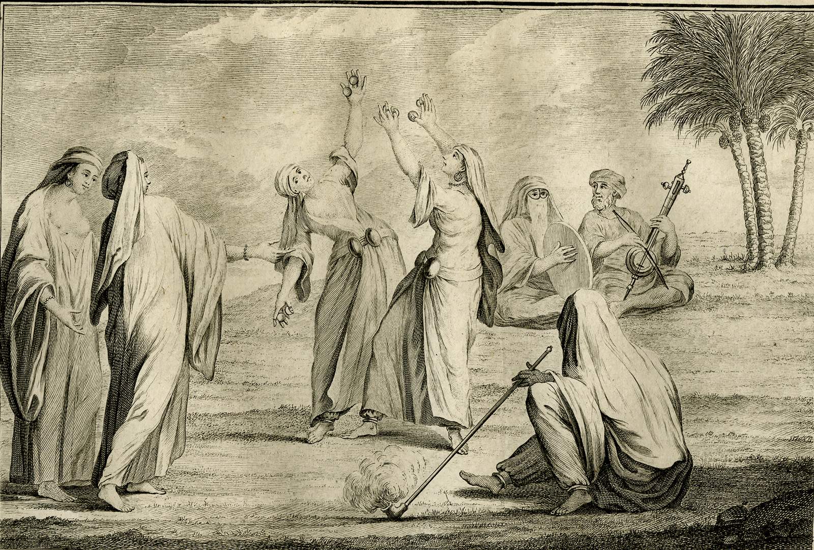 , Antique Print-FEMALE DANCER-DANCING-MUSIC-CAIRO-EGYPT-Niebuhr-Fritsch-1776, Pictura Antique Prints