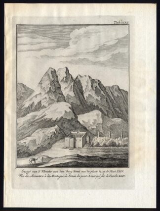 2 Antique Prints-CONVENT-MOUNT SINAI-VIEW-EGYPT-Niebuhr-Philips-1776