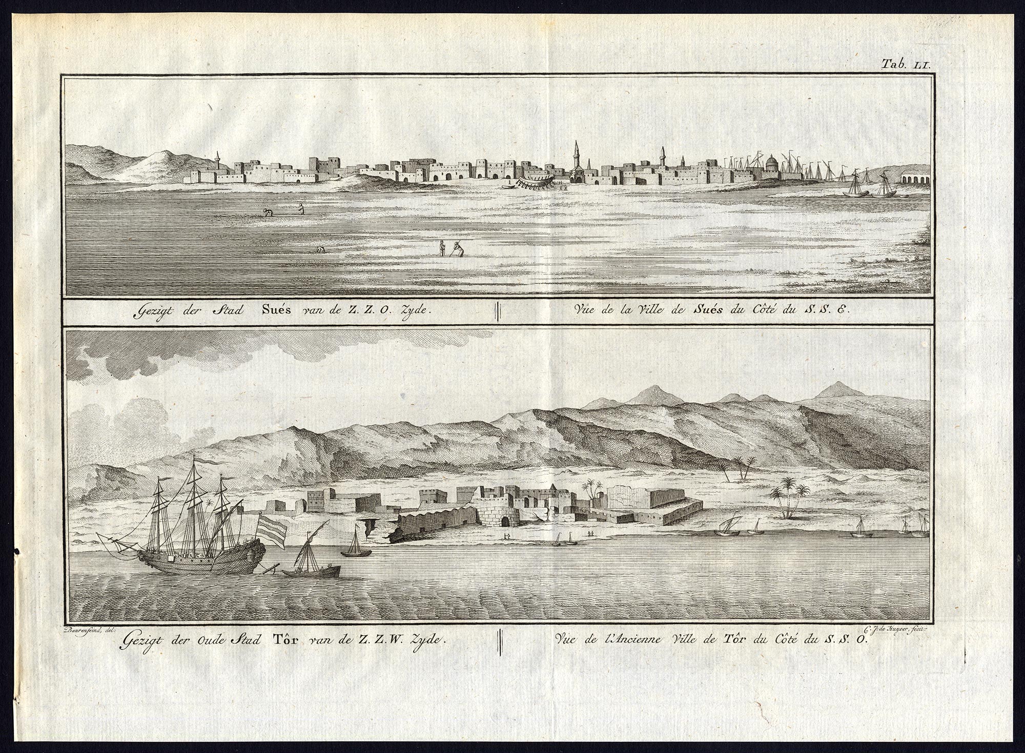 , Antique Print-EL TOR-SUEZ-EGYPT-VIEW-SHIP-Niebuhr-De Huyser-1776, Pictura Antique Prints