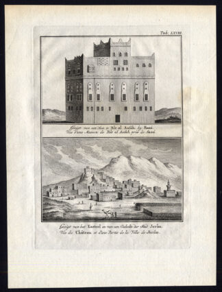 Antique Print-YEMEN-YERIM-JERIM-CASTLE-VIEW-BIR EL ASSAB-SANAA-Niebuhr-1776